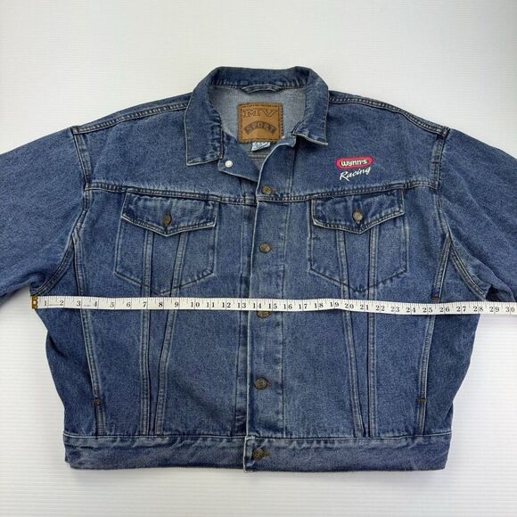 Vintage MV Sport Denim Jacket XL Wynn’s Racing Logo Embroidered Jean Trucker - Picture 11 of 13